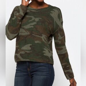 Rails Perci Crewneck Wool Sweater Green Camo XS